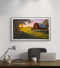Image 3 of <h2>Sundown on the Farm </h2> <br />Original Artwork <br />24 x 40 <br />Oil