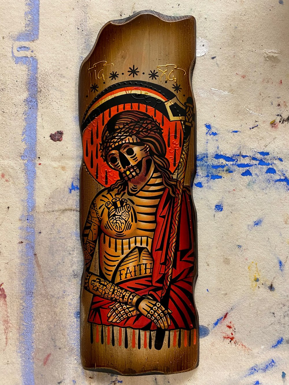 Christ Skull / Acrylic on Wood