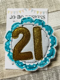 Image 2 of 21st Birthday rosette brooch