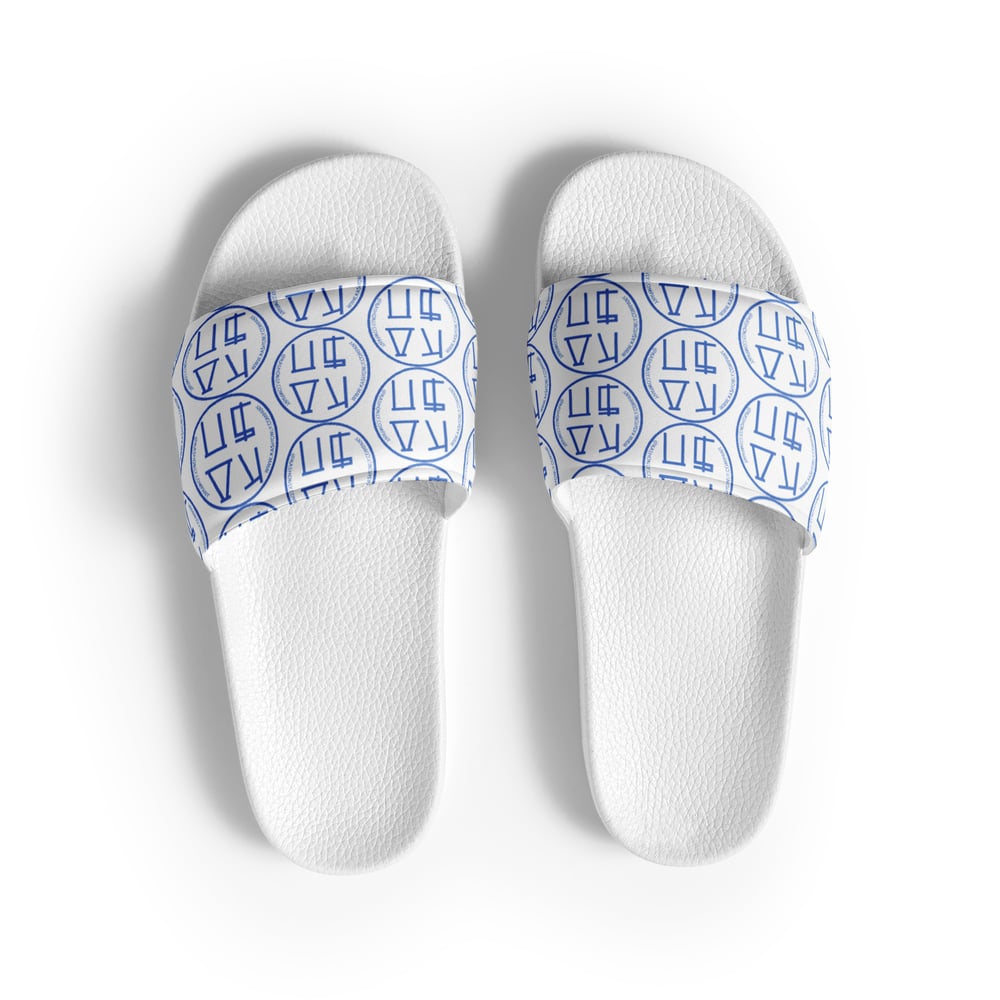 Image of KASHONLY PATTERN MEN'S SLIDES-WHITE