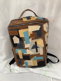 Image 1 of Cowhide Patchwork Backpack (Brown/Multi)