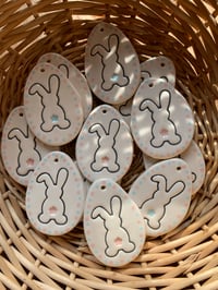 Image 1 of Handmade Ceramic Floppy Ear Bunny Polka Dot Egg Shaped Decoration