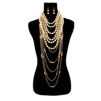 Image 3 of GOLD PEARL NECKLACE SET