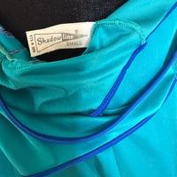 Image 8 of Vintage 70s Shadow Line Turquoise & Purple Embroidered Peacock Maxi Nightgown - Small