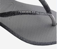 Image 4 of Havaianas Slim Sparkle II Flip-Flops- Steel Grey