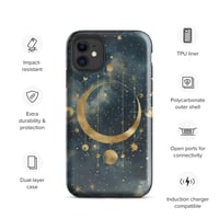 Image 2 of Blue and Gold Celestial Moons Design Tough Case for iPhone®