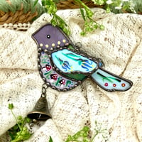 Image 1 of Folk Bird- Purple, blue, mauve & green 