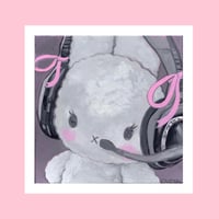 grey headphone bunny ~ art print