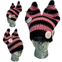 Black and Pink Striped Eat Beanie
