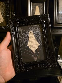 Image 1 of 1800’s biblical Ghost with preserved spider web - ornate black frame