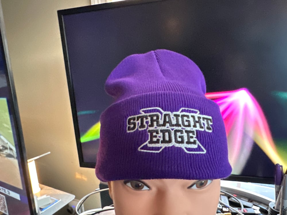 Purple People Eater Straight Edge” Logo Knit Hat With Cuff