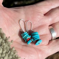 Image 3 of Kingman Turquoise & Branch Coral Stacker Earrings