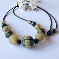 Image 3 of Raku/Neutral Adjustable Necklace