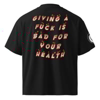 Image 1 of ESCB “giving a fuck is bad for your health” organic oversized high neck t-shirt