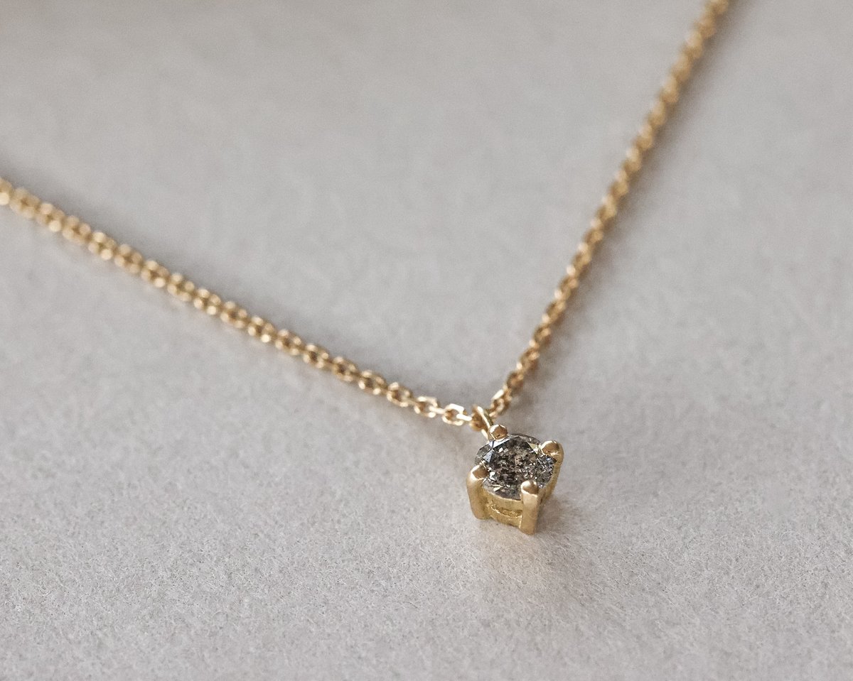 Image of 18ct yellow gold, salt and pepper diamond necklace