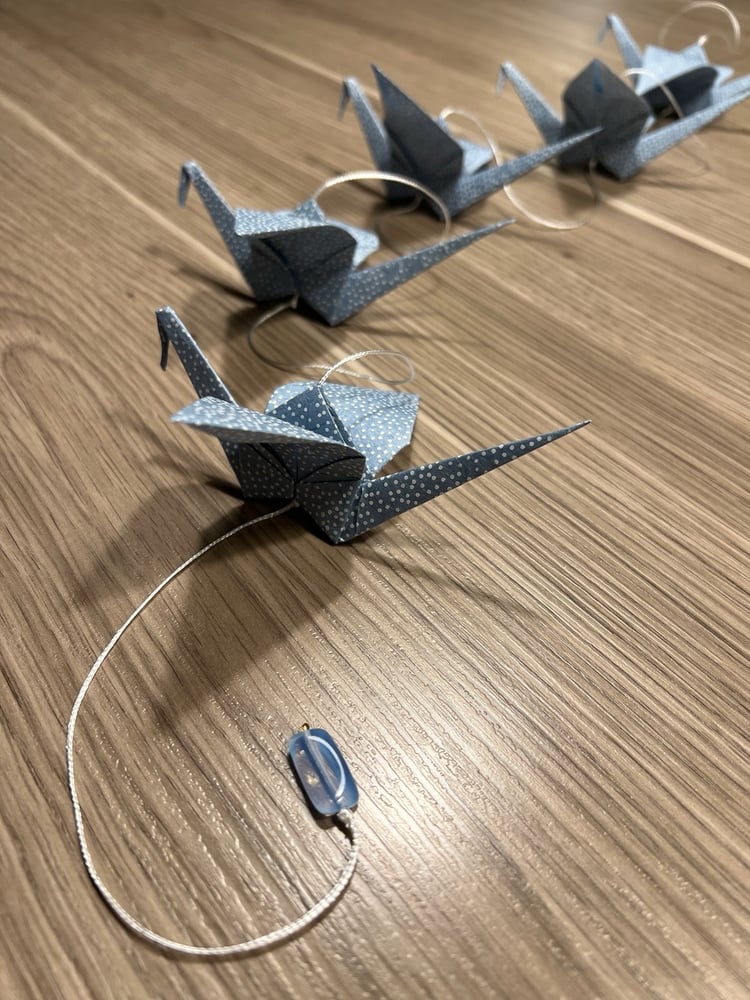 Image of Bird is the word - girlander med 5 origamifugler - blå