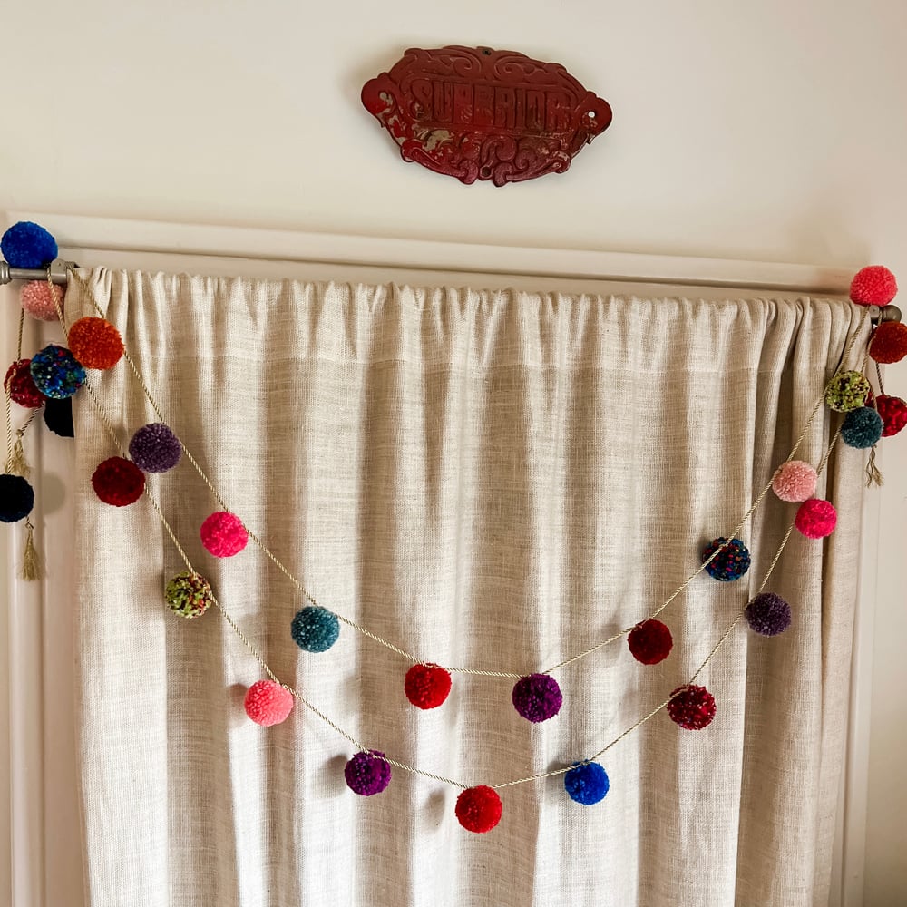Image of Brightly Colored Pompom Garland with 2inch Poms