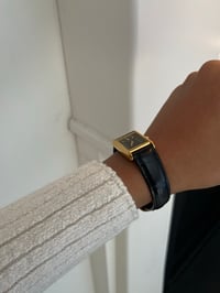 Image 5 of Vintage Genuine Black Leather and Black Rectangular Dial Pulsar By SEIKO