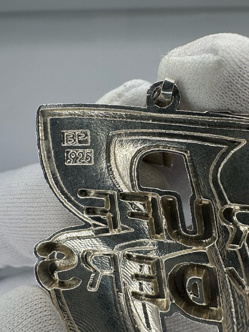 Image of Vintage Sterling Silver Ruff Ryders “R” Logo Pendant