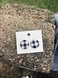 Image 4 of 15mm Gingham Button Earrings