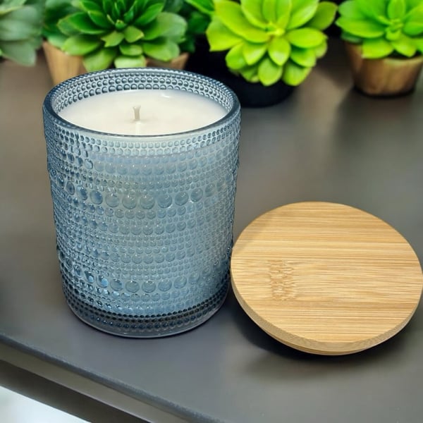 Image of Blue Glass Coconut Wax Candle 7.5 oz