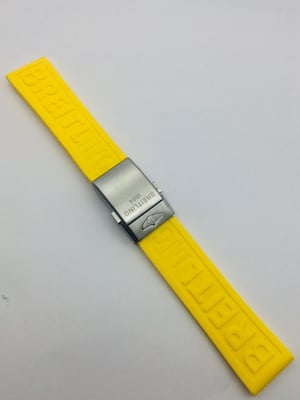 Image of 22mm-24mm Yellow silicone Rubber Watch Strap Band Bracelet,for breitling watch,straight lug.new