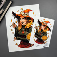 Image 2 of Mac & Cheese Witch Signed Art Print