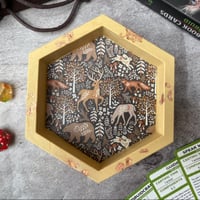 Image 1 of Brown Woodland Print Small Hexagon Dice Tray