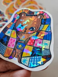 Image 2 of Quilt Bear holographic sticker