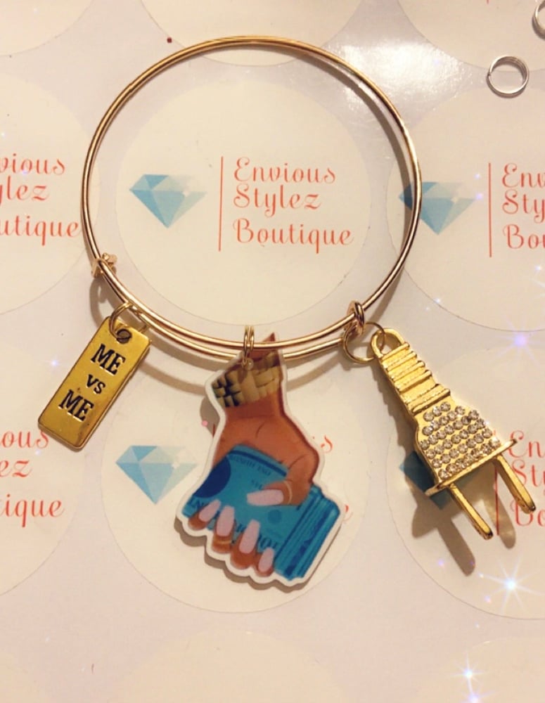 Image of Me vs me bangle charm bracelet 