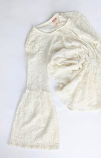 Image 5 of Mossimo Supply Co. Cream Lace Sheer Bell-Long Sleeve Blouse