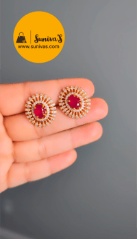 Image 1 of ADS2032-American Diamond Ruby Studs