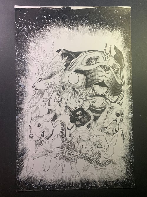 Image of PET AVENGERS #1 COVER original art