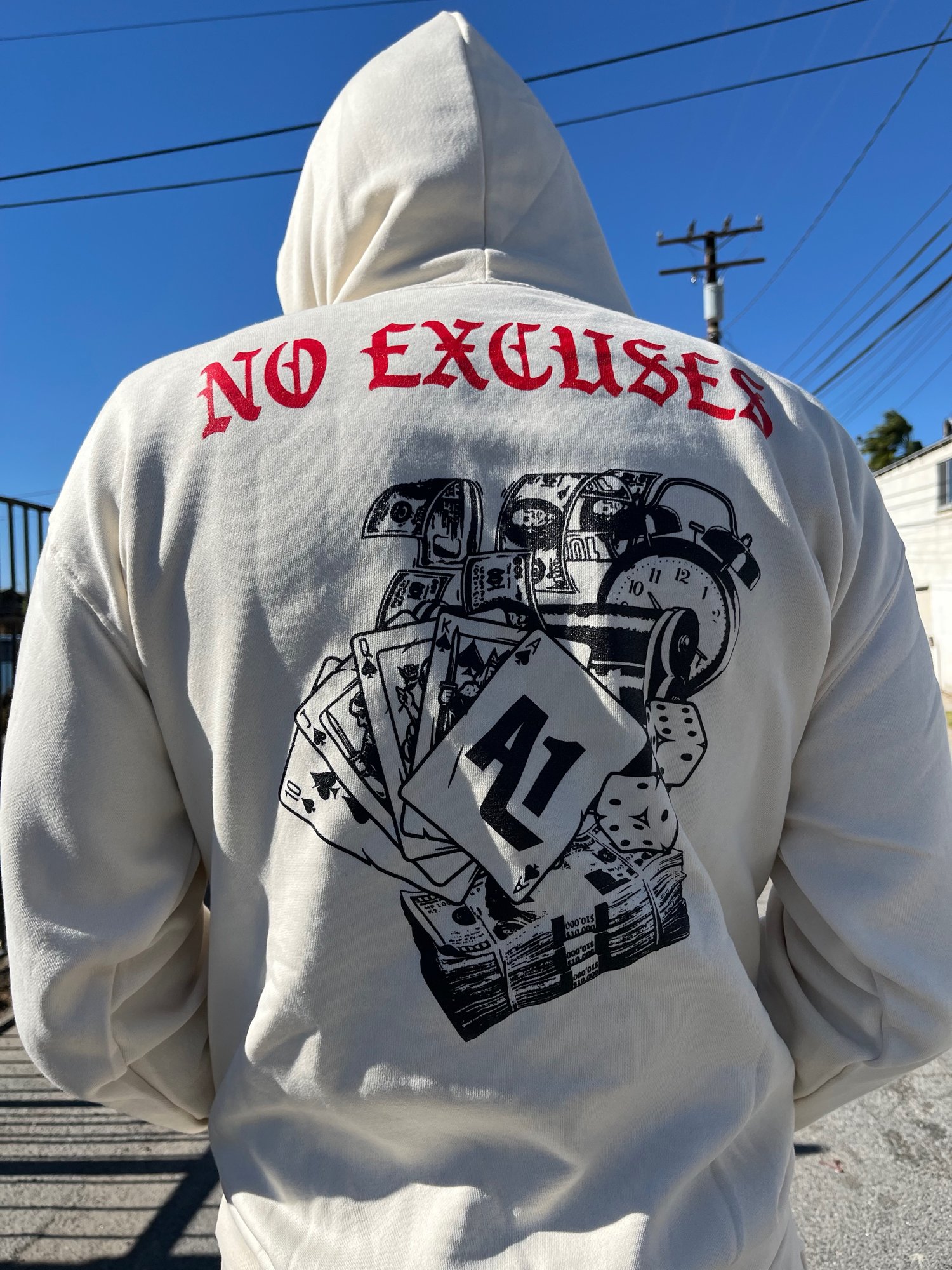 Image of A1$D1 No Excuses Hoodie (Cream X Black X Red)