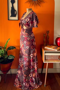 Image 1 of Angel crop and maxi Skirt SET in Magic Carpet Maroon