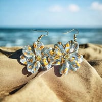 Image 2 of Large Blue/Gold Bronze Flake Floral