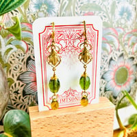 Olive Green Gem Beetle Earrings