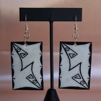 Image 4 of Prayer feather pottery design earrings