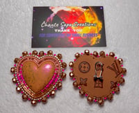 Image 1 of Hand Polished Light Brown Heart Beaded Earrings