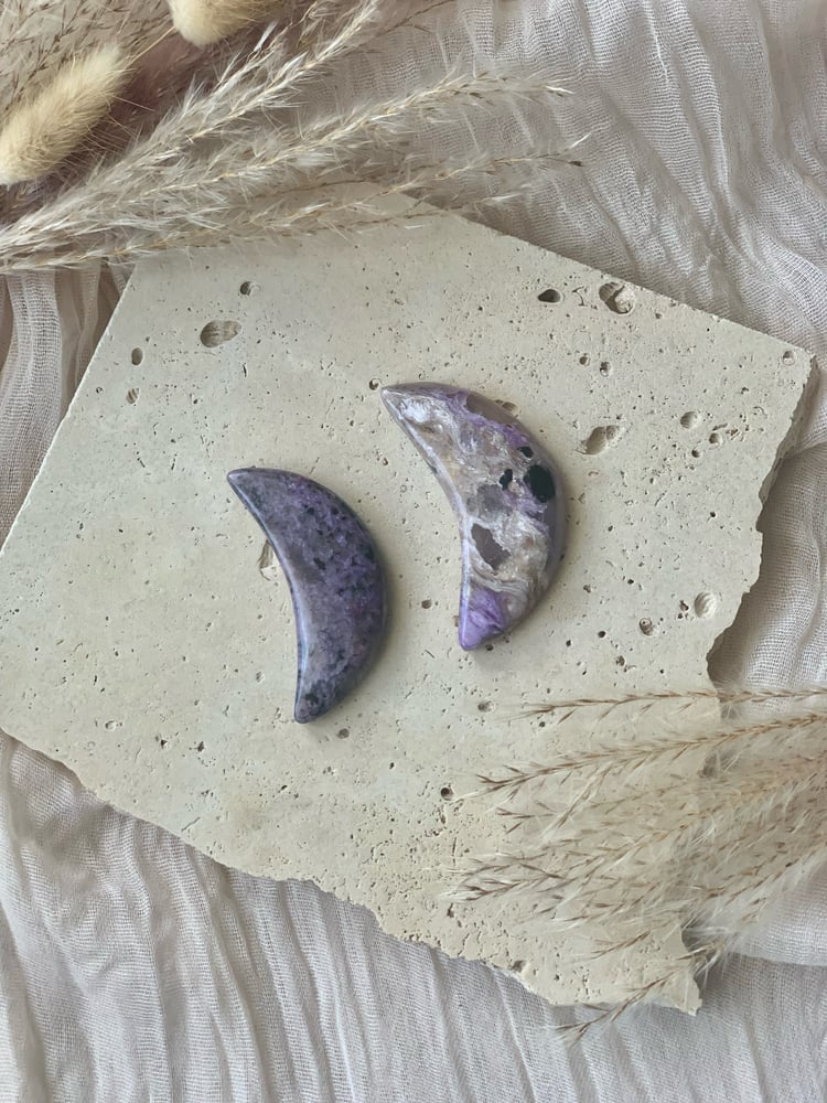 Image of Charoite Moon Carvings