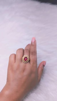 Image 2 of ADR45014_ Red Stone American Diamond Adjustable Ring