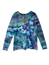 Image 2 of XL Ladies Long-Sleeve Stretch Tee in Cool Geode Ice Dye