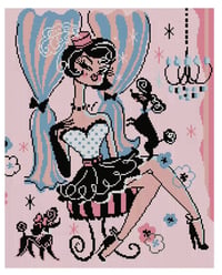 Image 2 of Fru Fru Sitting Pretty on Pink Full Size Diamond Painting by Miss Fluff