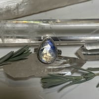 Image 1 of Faceted Moonstone Ring with Moon Phase Band~Size 9