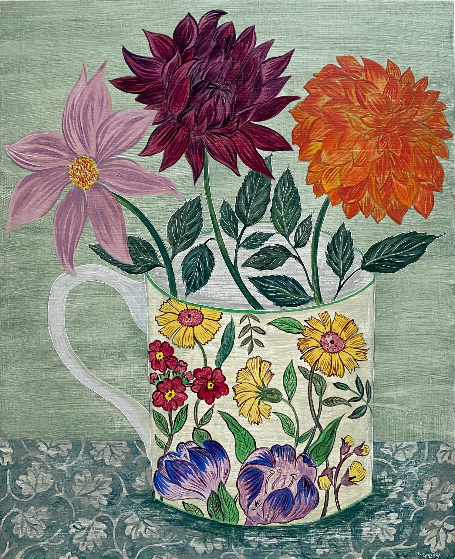 Image of Three Dahlias Giclee print 