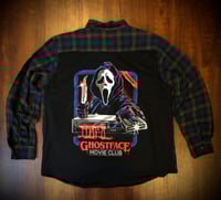 Upcycled “Ghostface Movie Club” t-shirt flannel