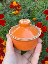 Image 2 of Orange glaze seasoning lidded pot