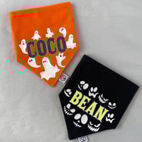 Image 1 of Glow in the Dark Ghosts or Spooky Faces Personalised  Bandana