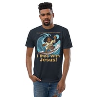 Image 8 of I Ride With Jesus Surfing Dark Fitted Short Sleeve T-shirt