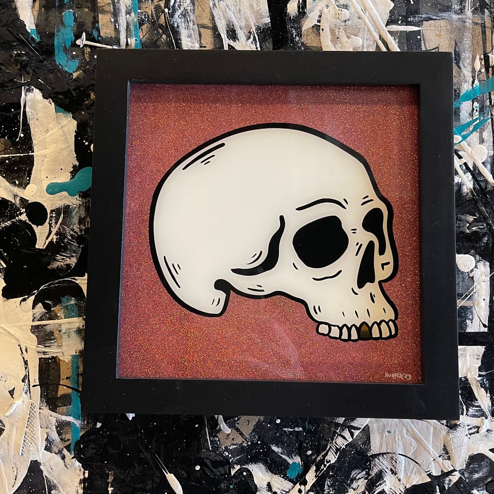 Skull- Reverse Glass Hand Painted Frame